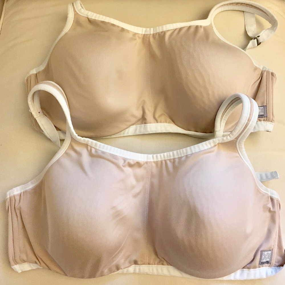 2 36DDD tan with white pipping Natori bras
